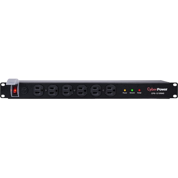 Cyberpower Power Strip, Surge, Rack Mounted, 5-15R, 5-15P, 15 ft., Black CPS1215RMS - main